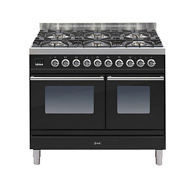 ILVE PDW1006E3 Roma Dual Fuel Freestanding Range Cooker Gloss Black